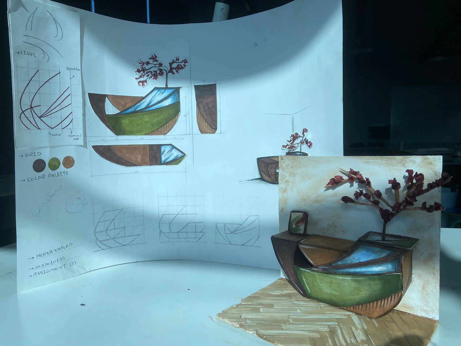 A display unit for a flower shop - design surfaces