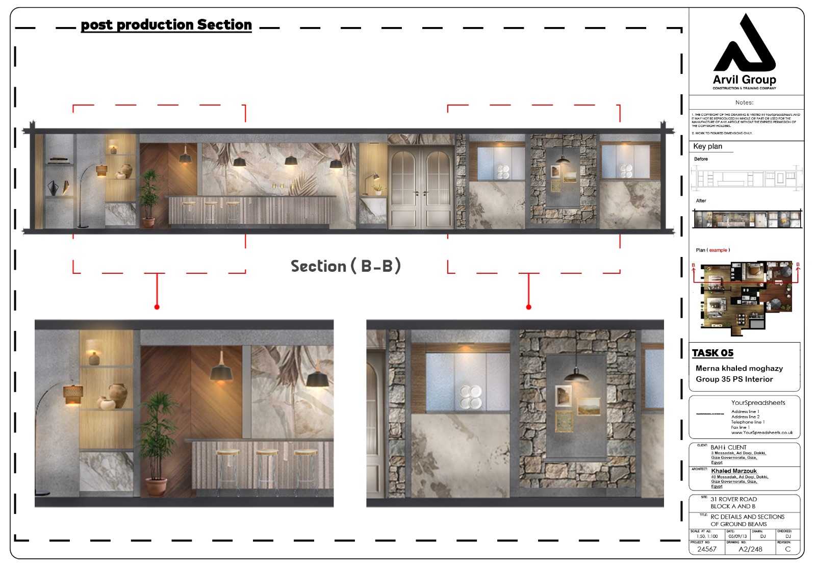 A photoshop interior section - course exercise