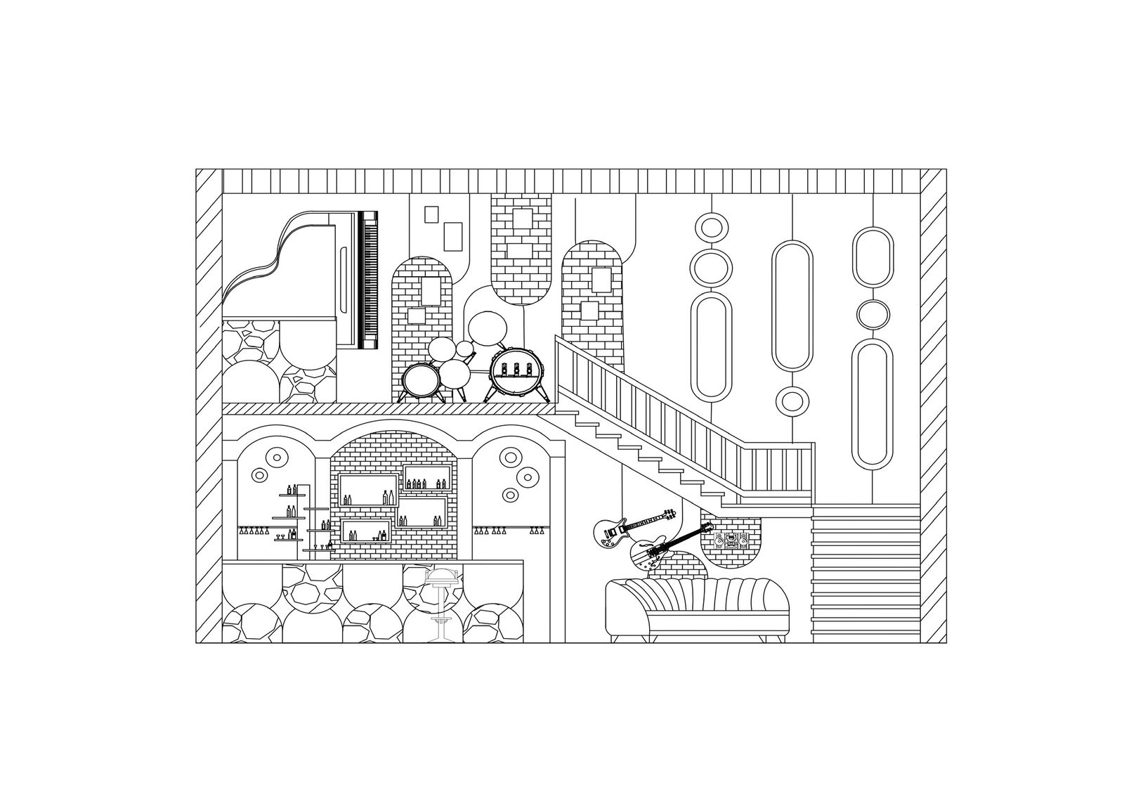 A jazz café design - two floor plan for commercial design ll