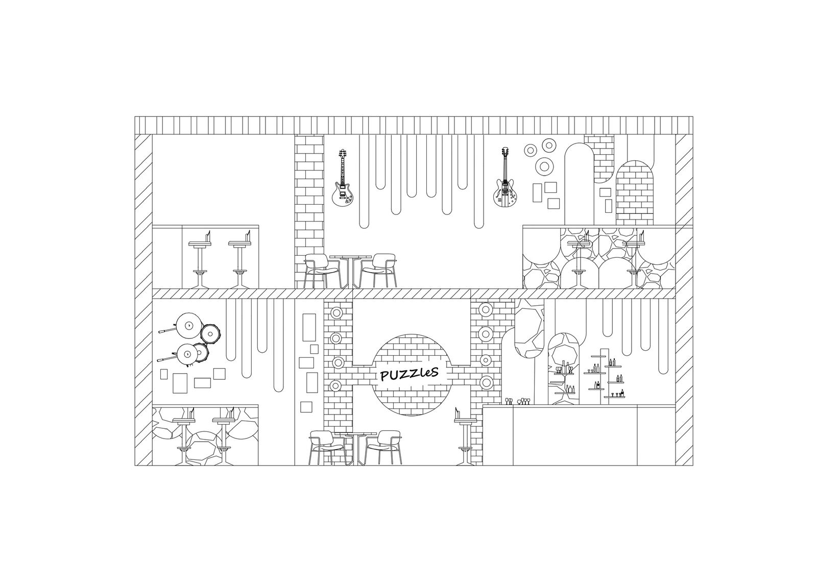 A jazz café design - two floor plan for commercial design ll