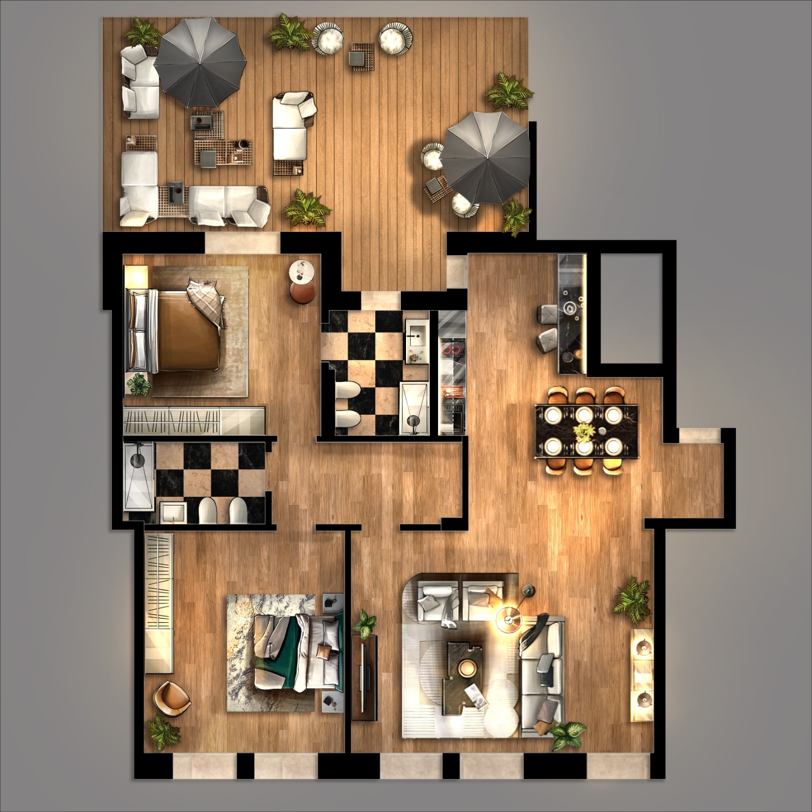 A photoshop interior plan - course exercise