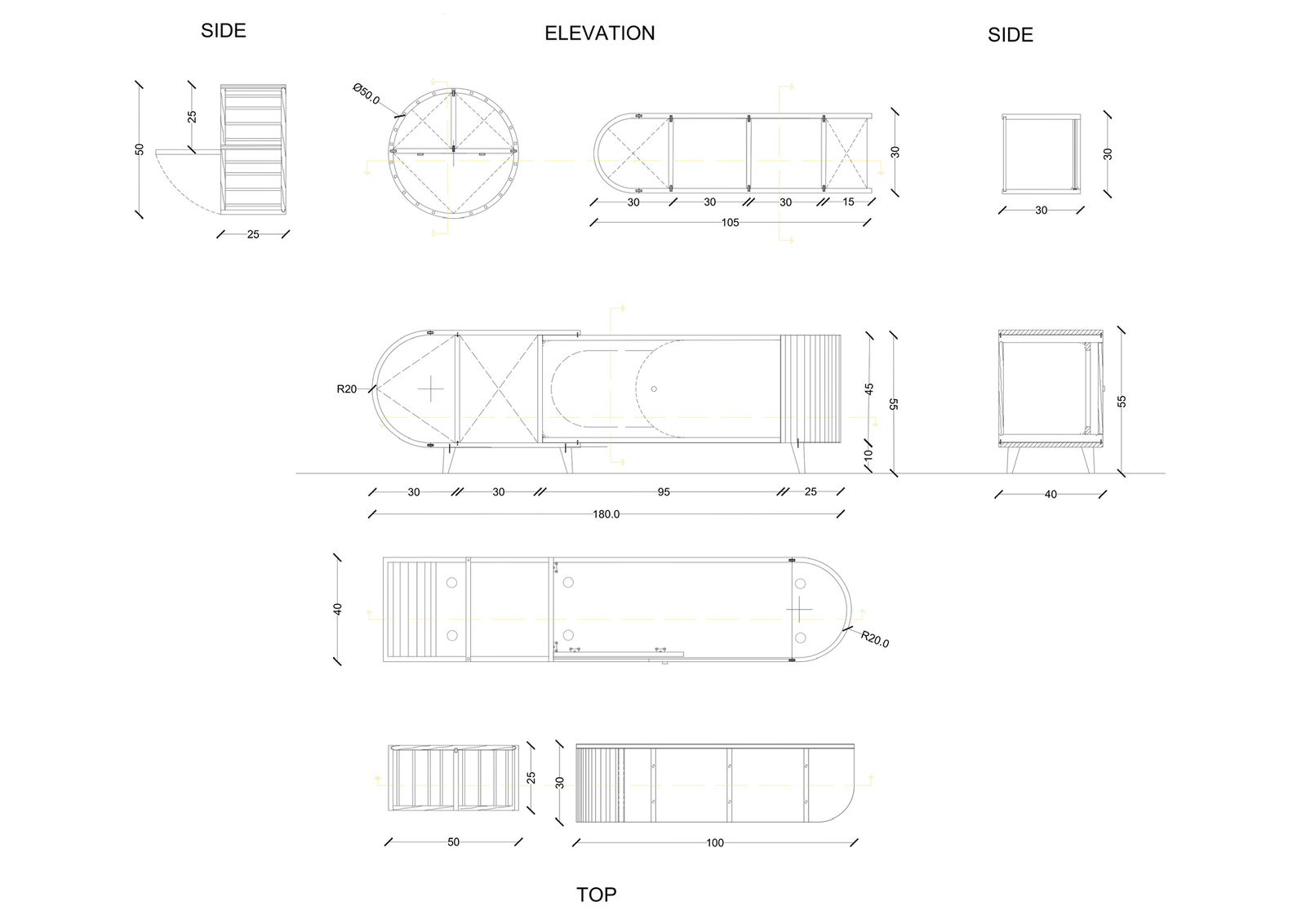 A three pieces TV unit - group project for training ll